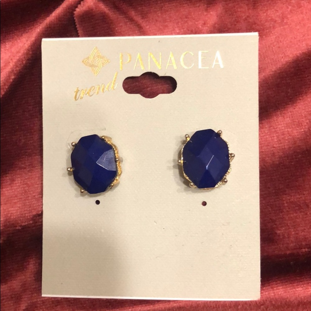 Navy and gold stud earrings